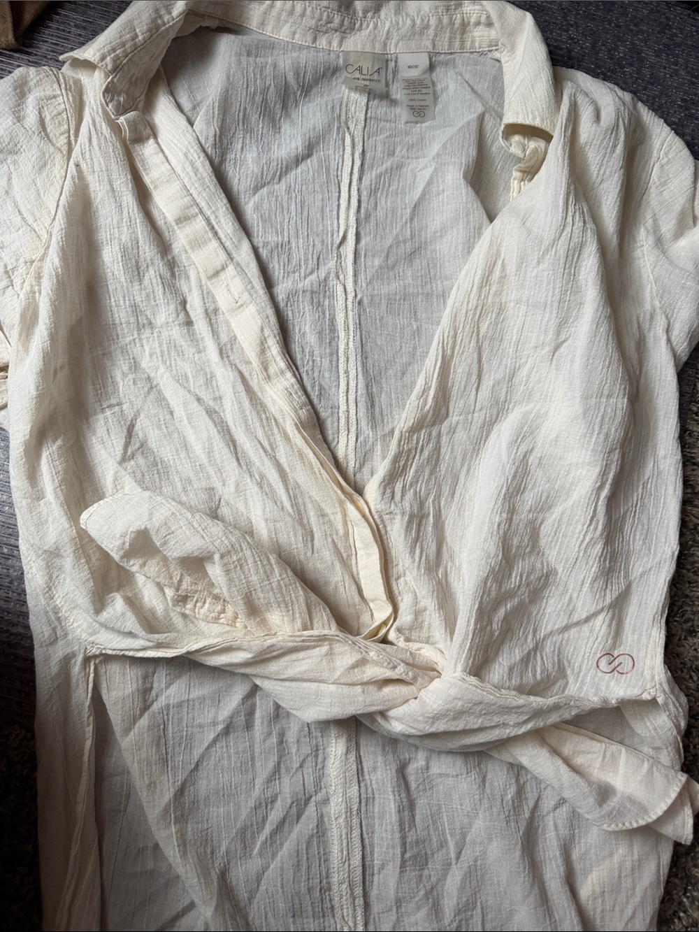CALIA by Carrie Underwood Cream Tie-Front top